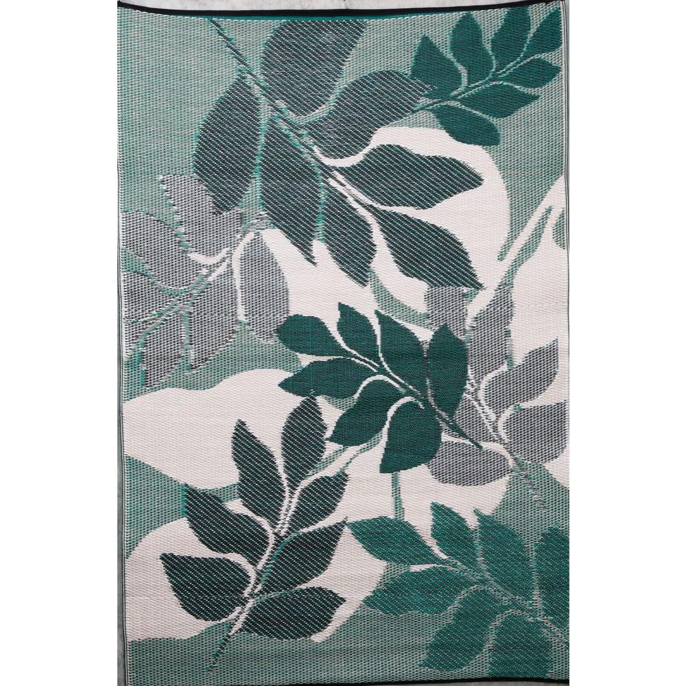 b.b.begonia Natura Green/Grey 4 ft. x 6 ft. Outdoor Reversible Area Rug