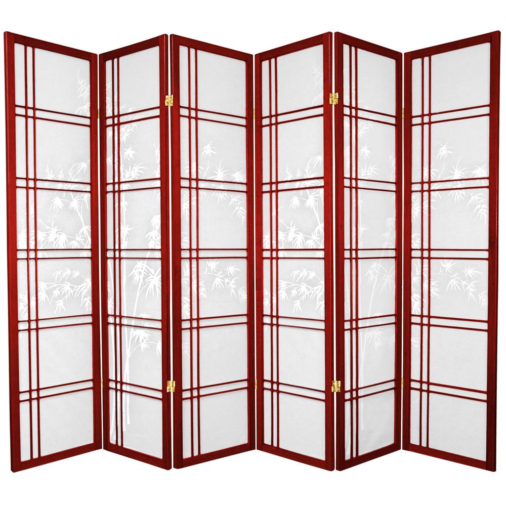 6 ft. Rosewood 6-Panel Room Divider-JKSHOJI-RWD-6P - The Home Depot