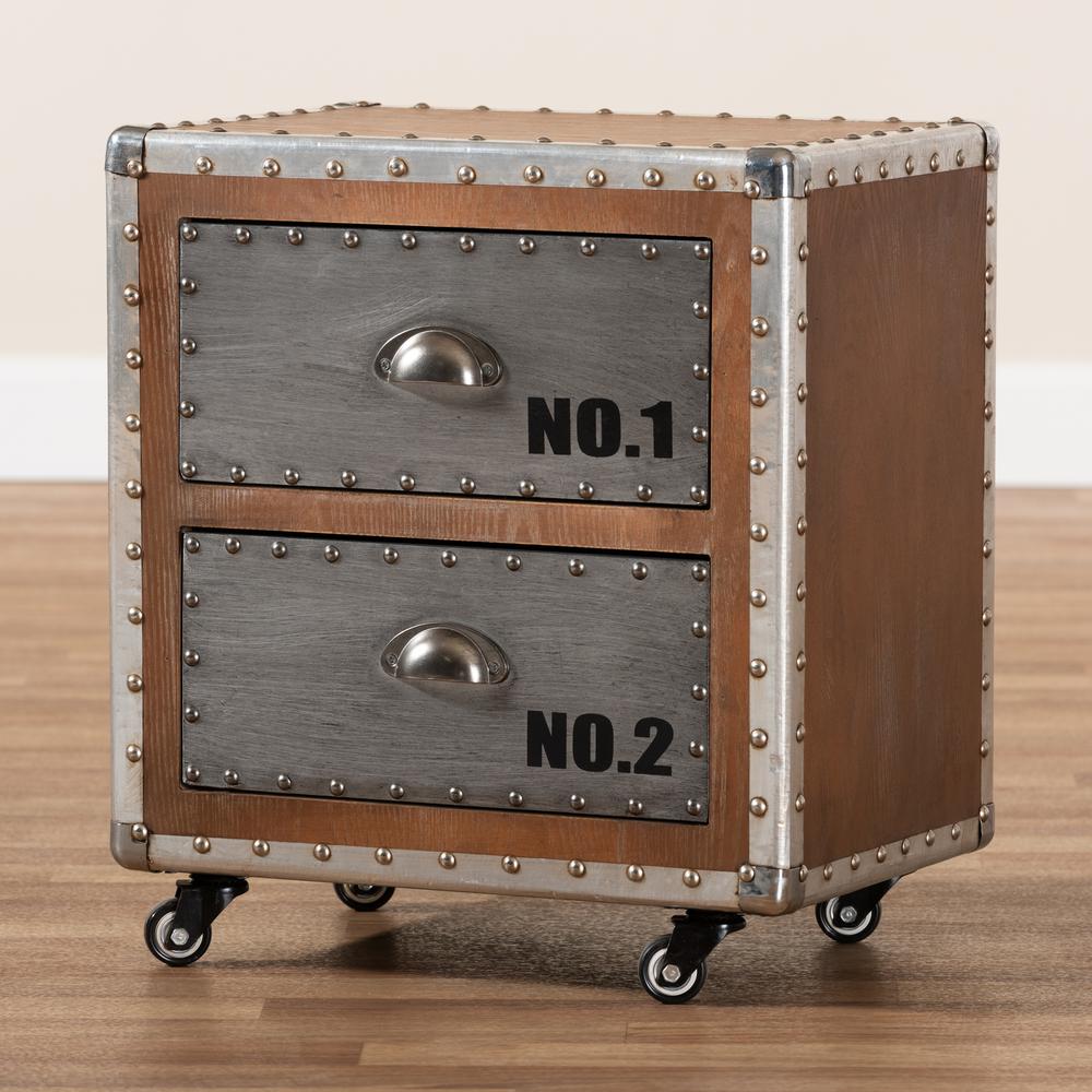 Baxton Studio Avere 2Drawer Sliver and Golden Oak Nightstand 1529191HD The Home Depot