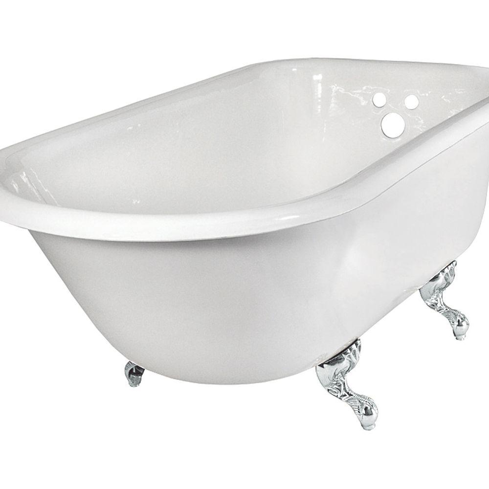 Elizabethan Classics 60 in. Walltapped Roll Top Tub with White Ball and Claw FeetECR60BWH