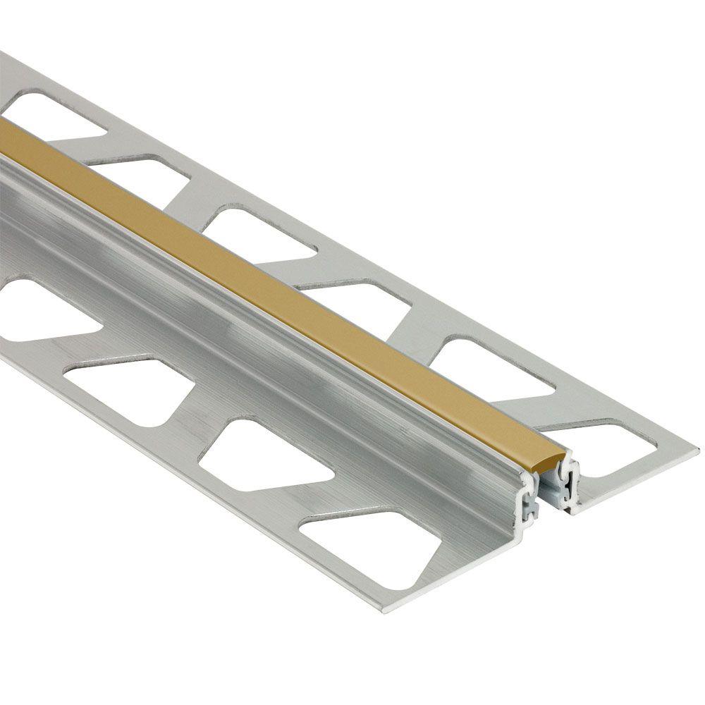 Schluter Dilex Akws Aluminum With Light Beige Insert 17 32 In X 8 Ft 2 1 2 In Pvc And Metal Movement Joint Tile Edging Trim Akws140hb The Home Depot