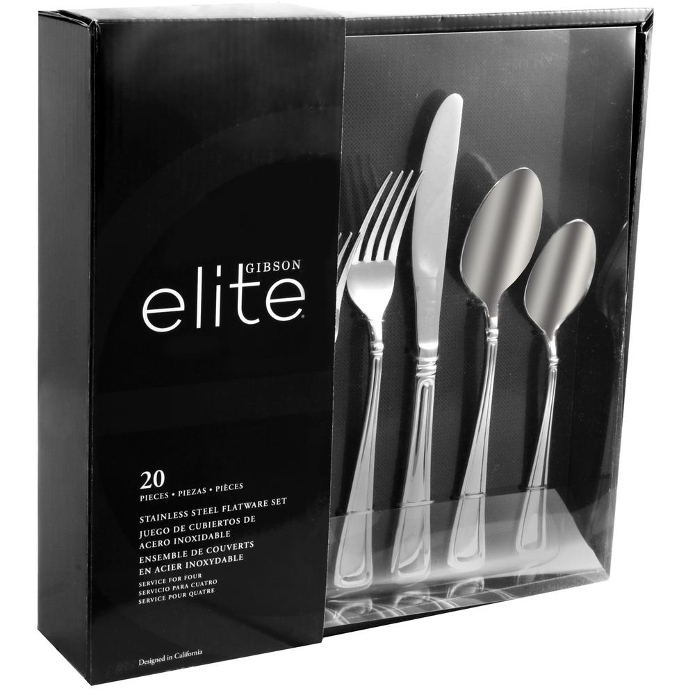GIBSON elite Stonehenge 20Piece Rose Gold Flatware Set 985100554M