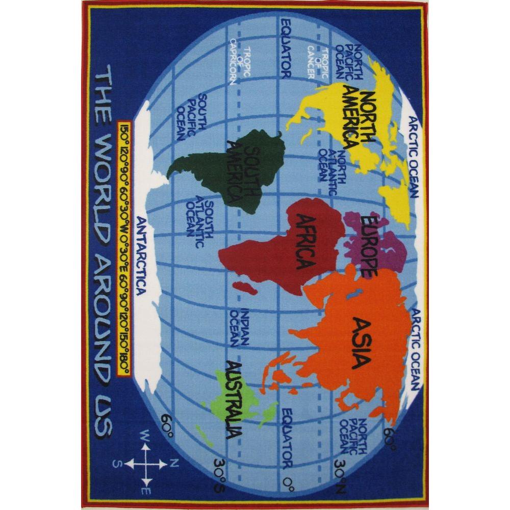 La Rug Fun Time Kids World Map Multi Colored 5 Ft X 8 Ft Area Rug Ft 167 5376 The Home Depot