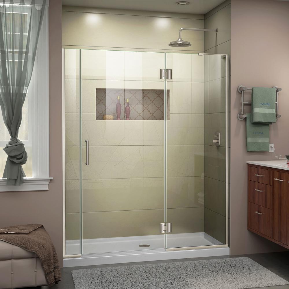 Dreamline Unidoor X 54 5 To 55 In 72 Frameless Hinged Shower Unidoor X 54 5 To 55 In 72 Frameless Hinged Shower Door Brushed Nickel