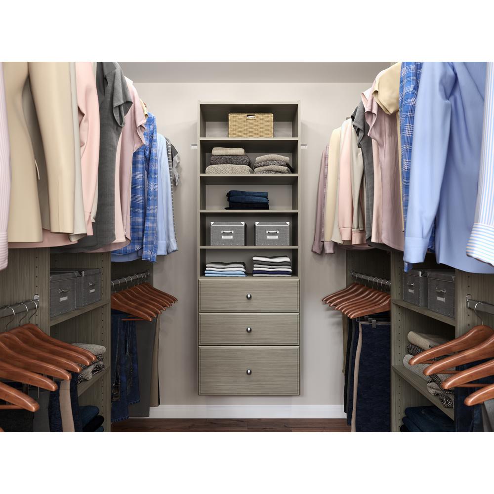 Closet Evolution 14 in. D x 96 in. W x 72 in. H Rustic Grey Essentials Plus Wood Closet KitGR17