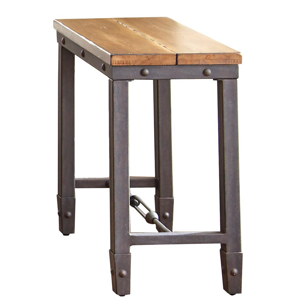Ashford Antique Honey Pine And Iron Industrial Chairside End