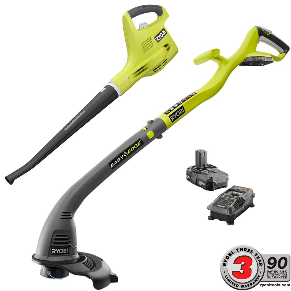 Ryobi ONE+ 18-Volt Lithium-Ion Cordless Trimmer/Edger and Blower/Sweeper Combo... by Ryobi