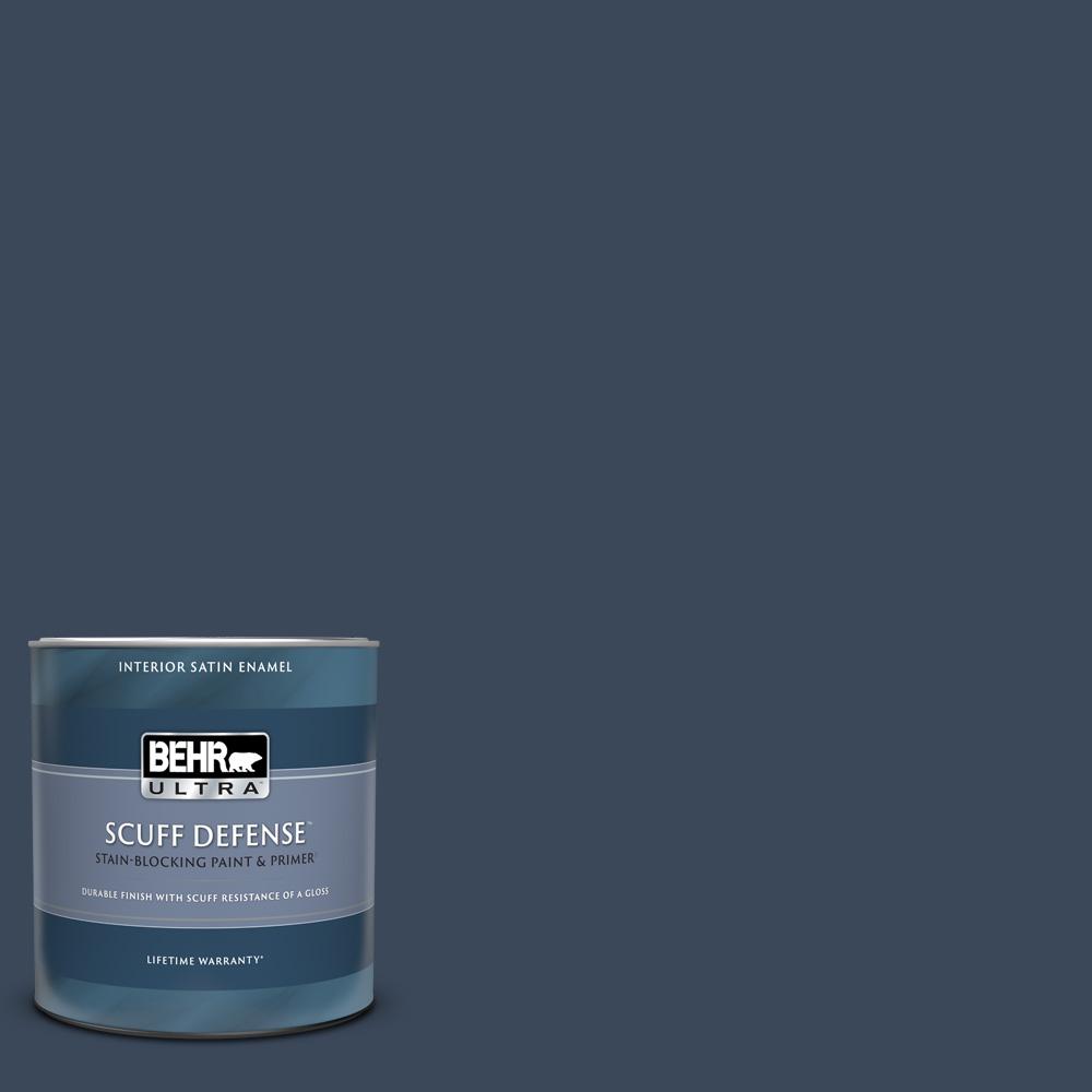 BEHR ULTRA 1 qt. M5007 Very Navy Extra Durable Satin Enamel Interior Paint and Primer in One