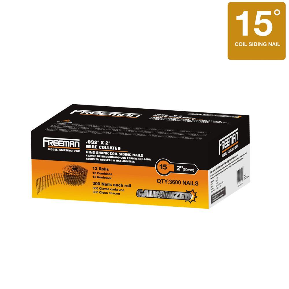 Freeman 2 in. x 0.092 in. 15Degree Wire Collated Galvanized Ring Shank