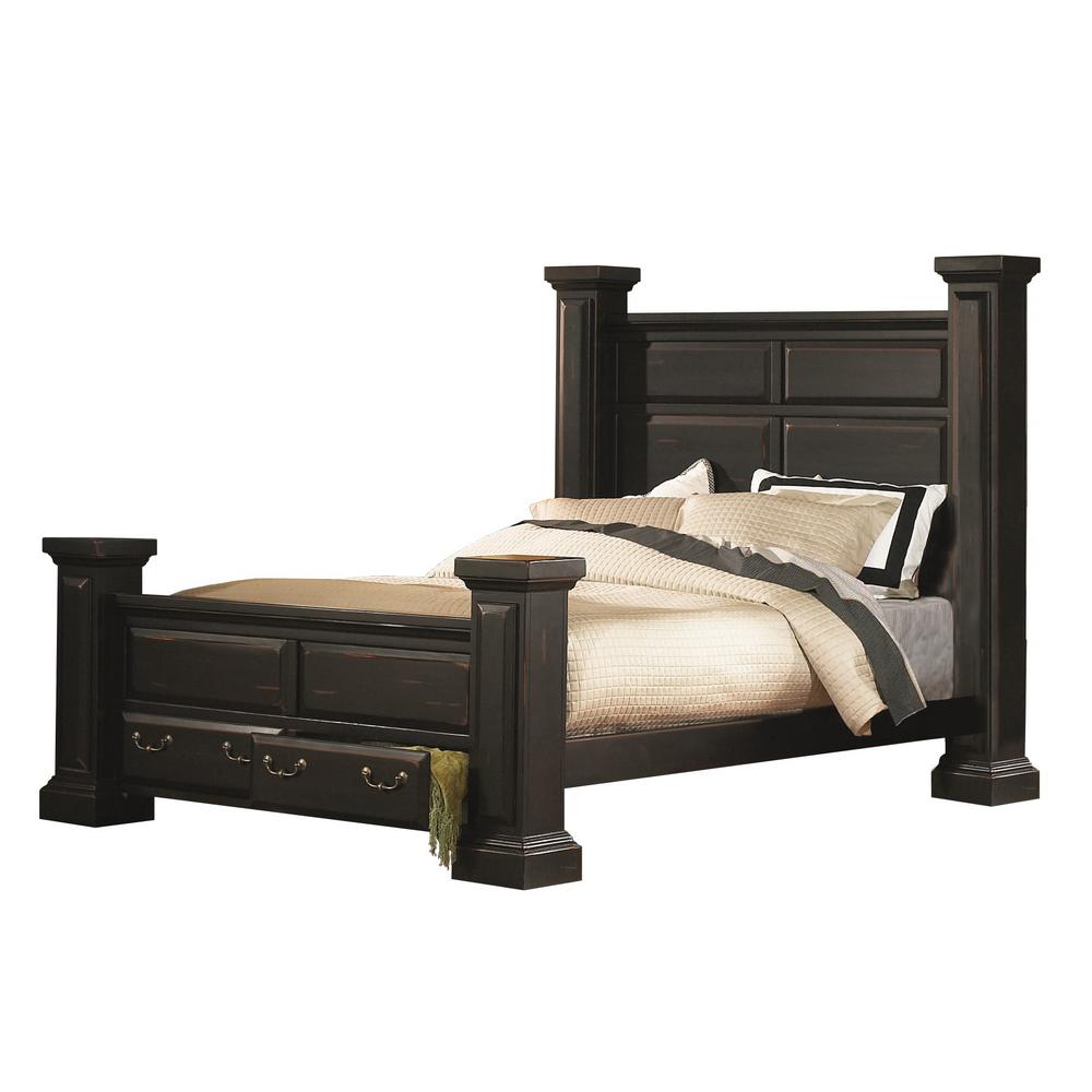 Torreon Antique Black King Complete Bed