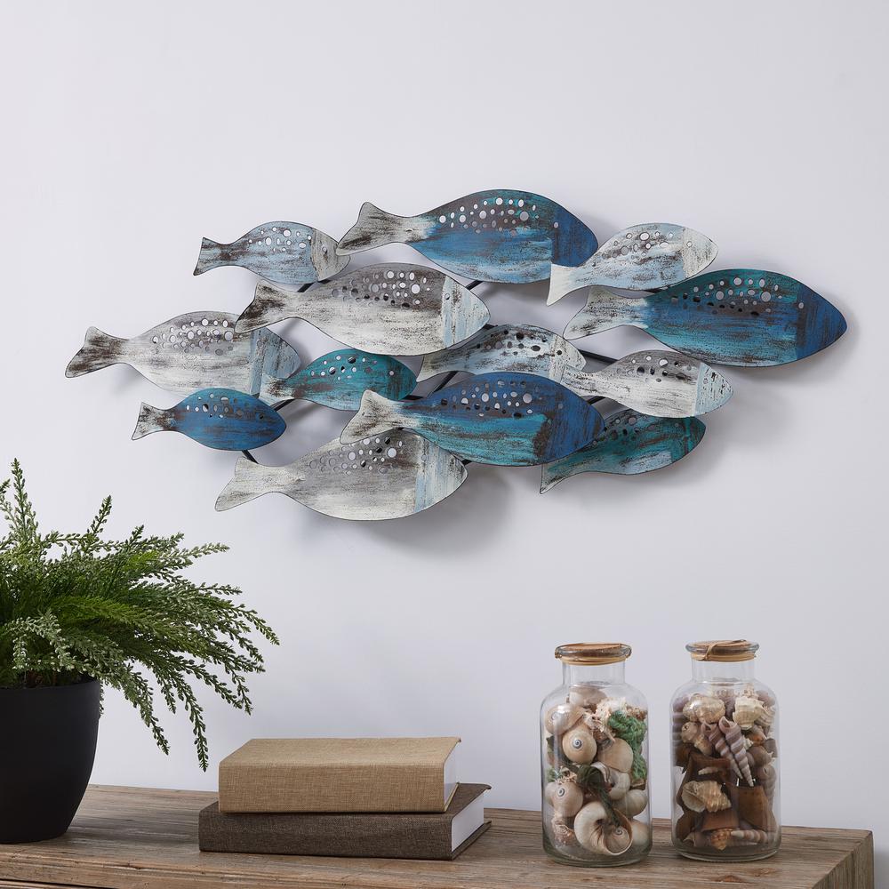 Danya B Coastal School Of Fish Metal Wall Art Fhb6563 The Home Depot