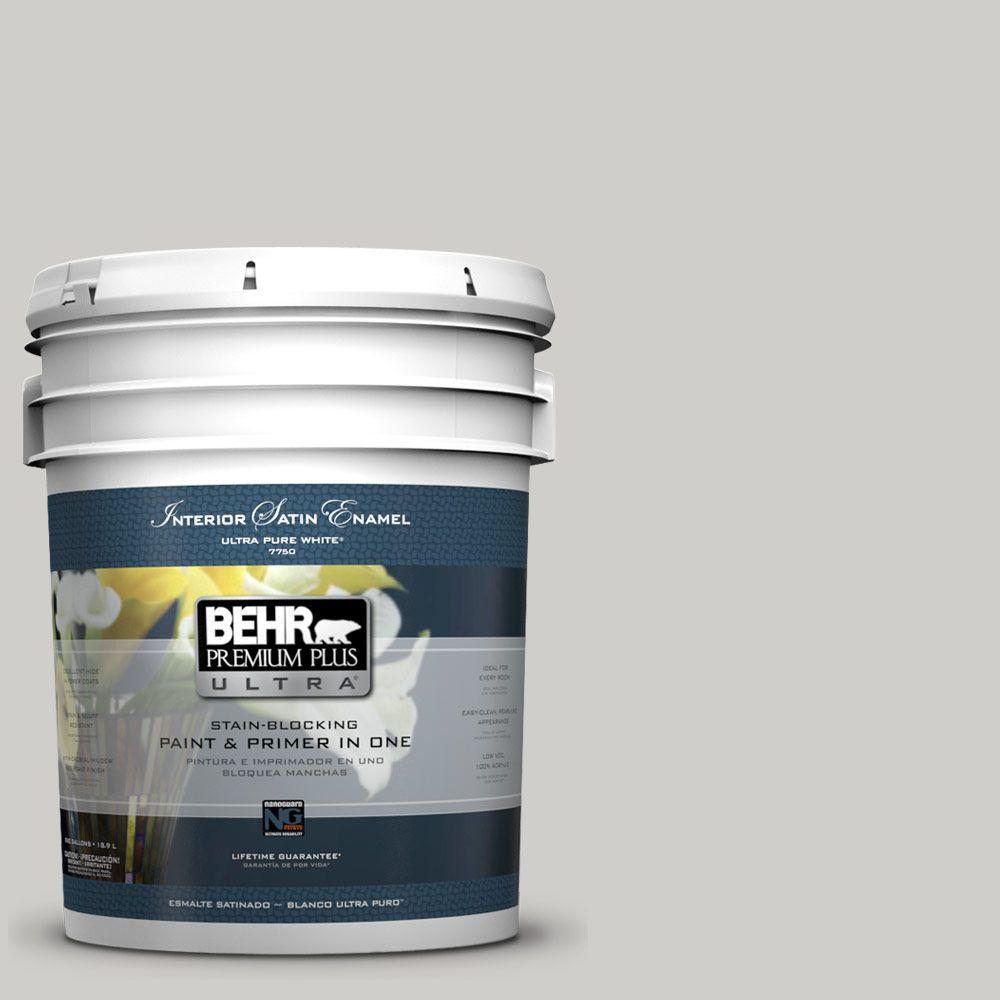 Behr Premium Plus Ultra 5 Gal Ppf 18 Gazebo Gray Satin Enamel Ppf 18 Gazebo Gray Satin Enamel Interior Paint And Primer In One