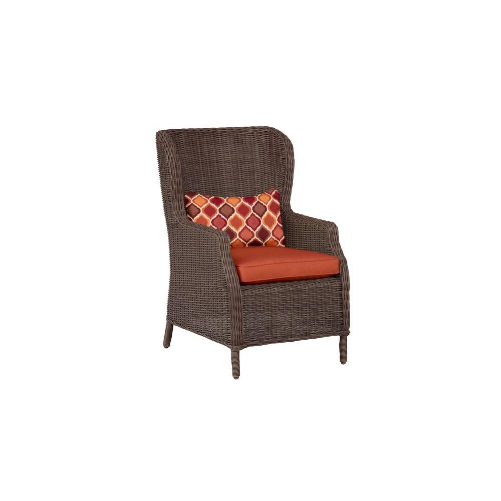 Orange Best Rated Weather Resistant Uv Sunbrella Vineyard Patio Cafe Chair In Cinnabar With Empire Chili Lumbar Pillow 2 Pack