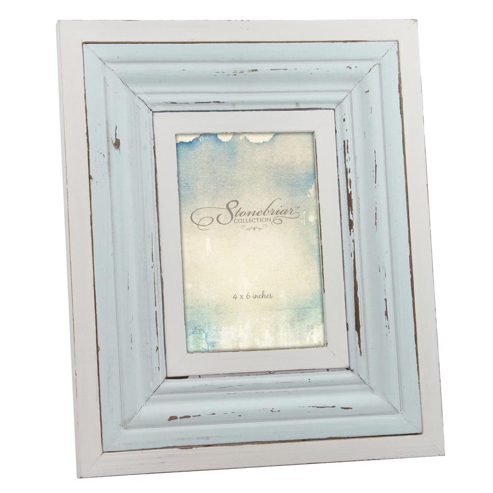 Stonebriar Collection 4 In X 6 Weathered Light Blue And White Stonebriar Collection 4 In X 6 Weathered Light Blue And White Picture Frame