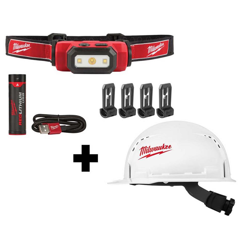 Milwaukee 475 Lumens LED Rechargeable Hard Hat Headlamp w/BOLT White