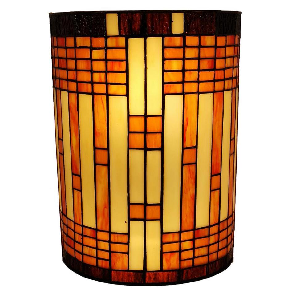 Amora Lighting 2 Light Tiffany Style Brown Yellow Geometric Stained   Tiffany Style Amora Lighting Sconces Am1077wl10b 64 1000 