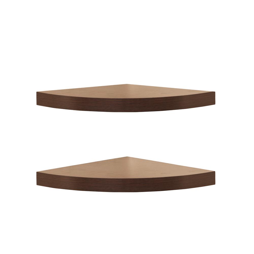 11 5 In X Walnut Laminate Corner Radial Shelves Set Of 2