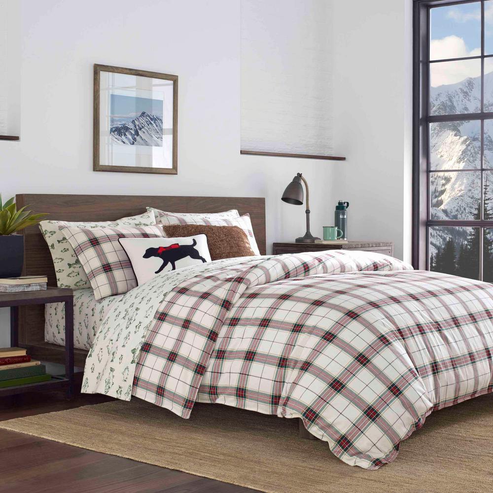 Eddie Bauer 2 Piece Riverdale Red Plaid Flannel Twin Duvet Cover