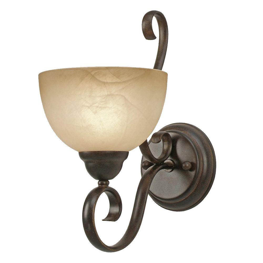 Golden Lighting Riverton Collection 1Light Peppercorn Sconce567WMPPC The Home Depot