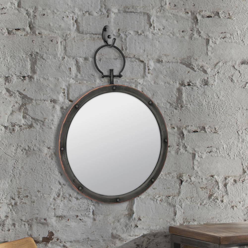 Stonebriar Collection 21 inch x 16 inch Brown Metal Mirror with Hanging Ring and... by Stonebriar Collection