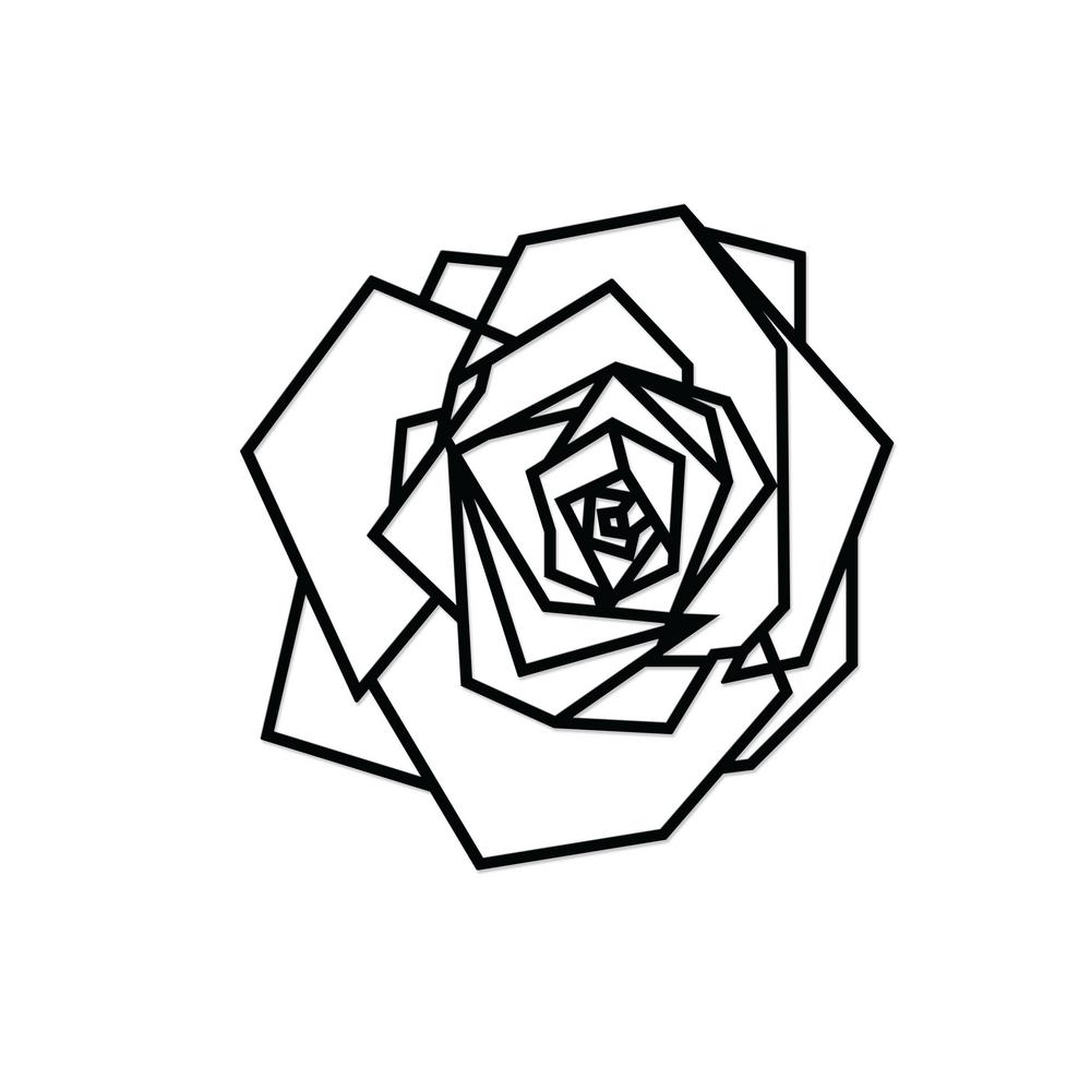 Rose Black Modern Metal Wall Art