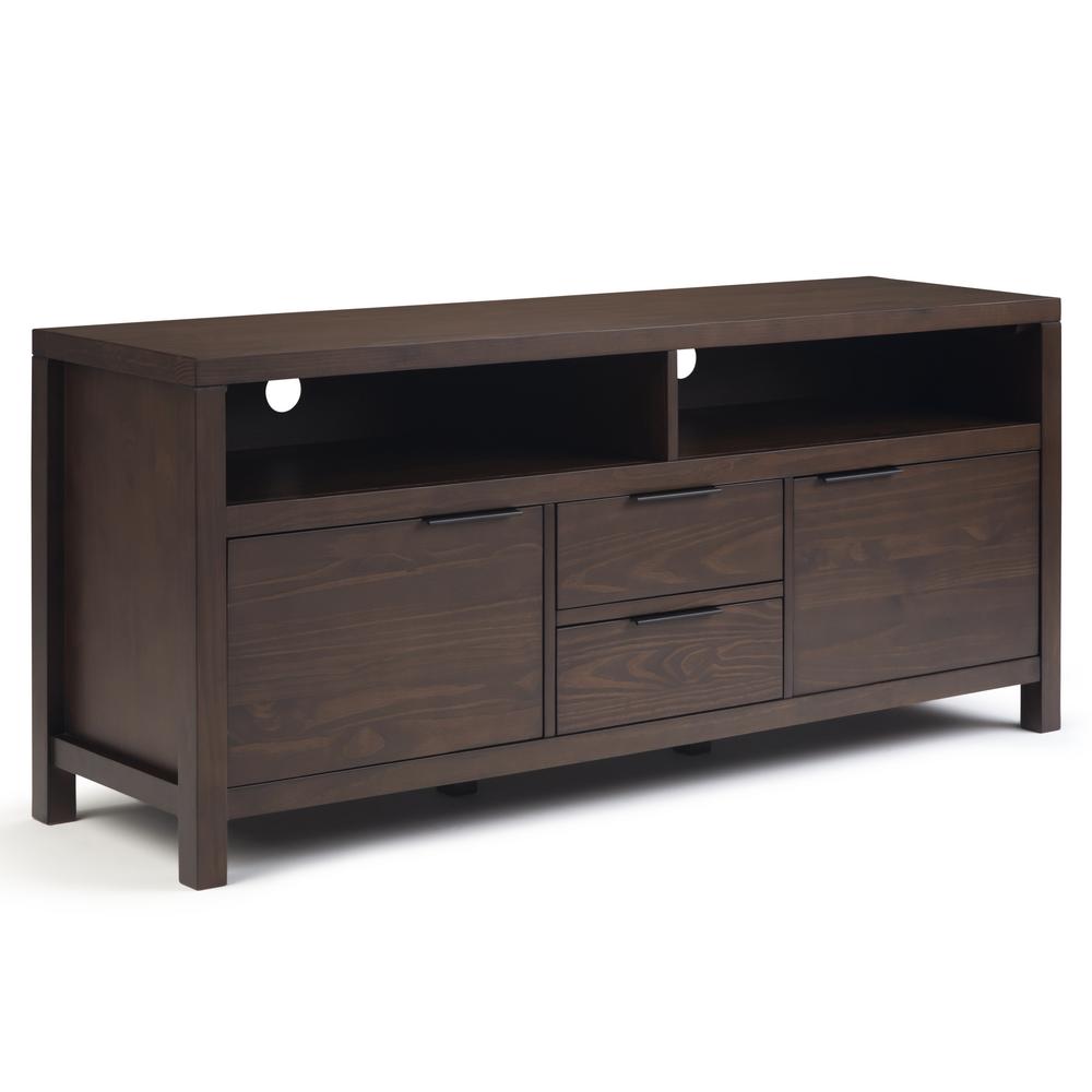 Simpli Home Hollander Solid Wood 60 In Wide Modern Contemporary Tv Hollander Solid Wood 60 In Wide Modern Contemporary Tv Media Stand Warm Walnut Brown For Tvs Upto 65