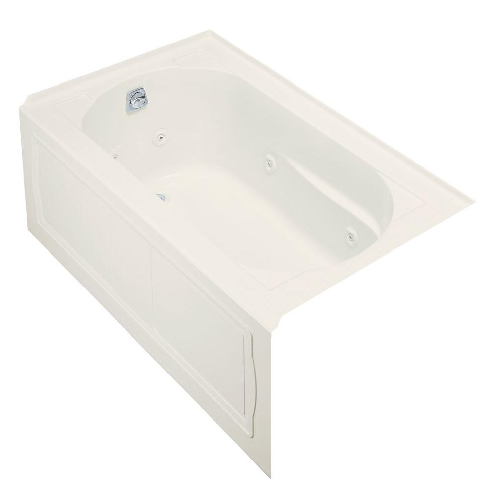 Kohler Devonshire Bubblemassage 5 Ft Left Hand Drain Integral Farmhouse Rectangular Alcove Bathtub With Heater In White