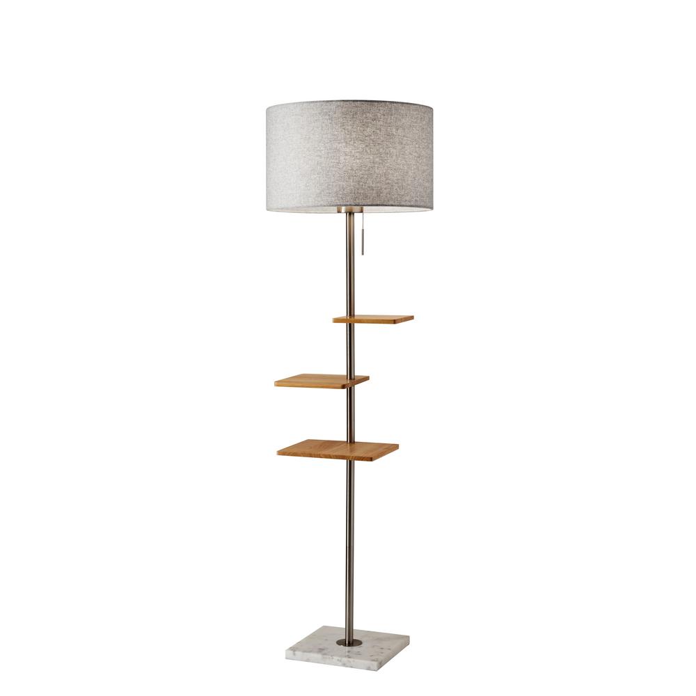 Gray Adesso Floor Lamps The Home Depot Steel Floor Lamp