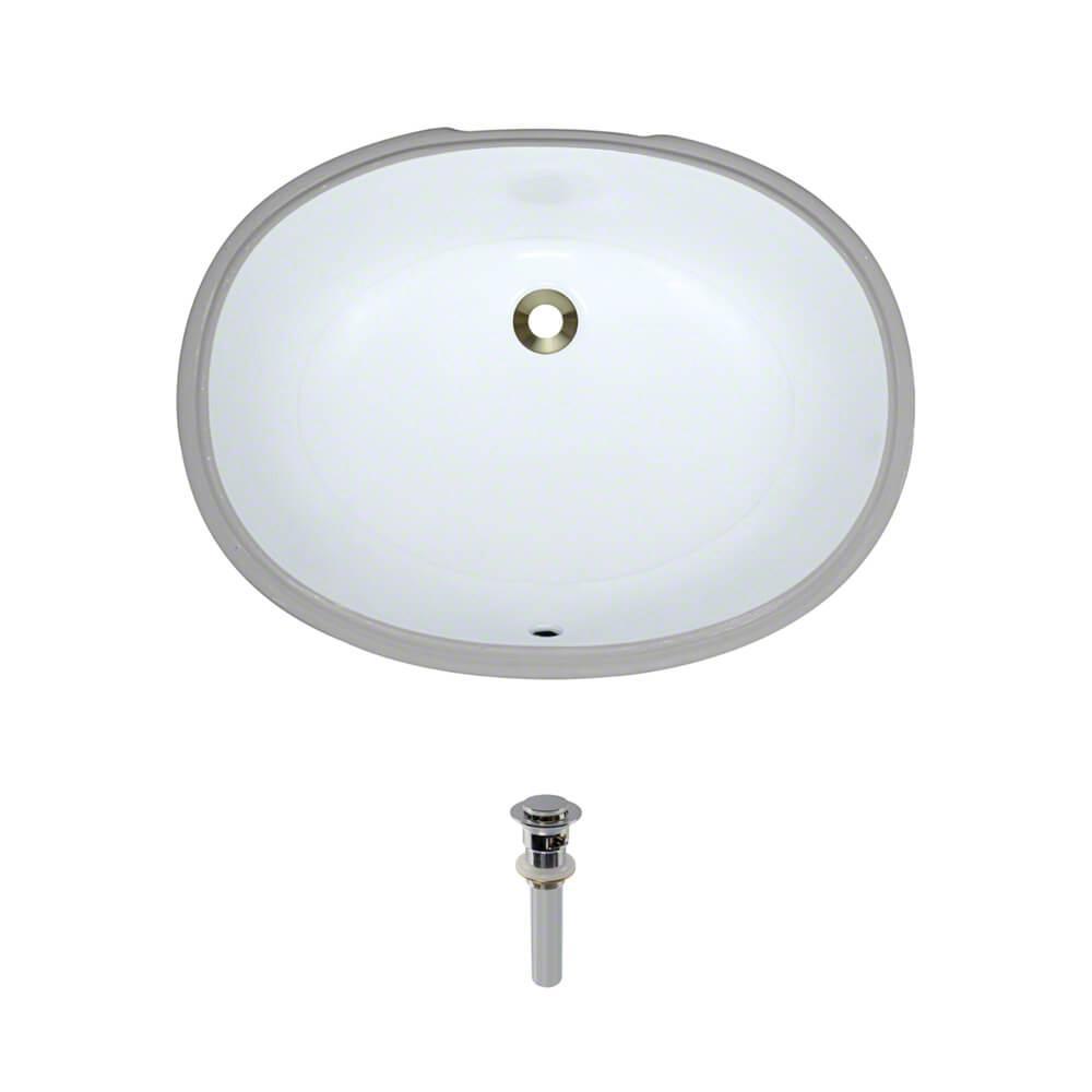 Rene By Elkay Undermount Porcelain Bathroom Sink in White with PopUp