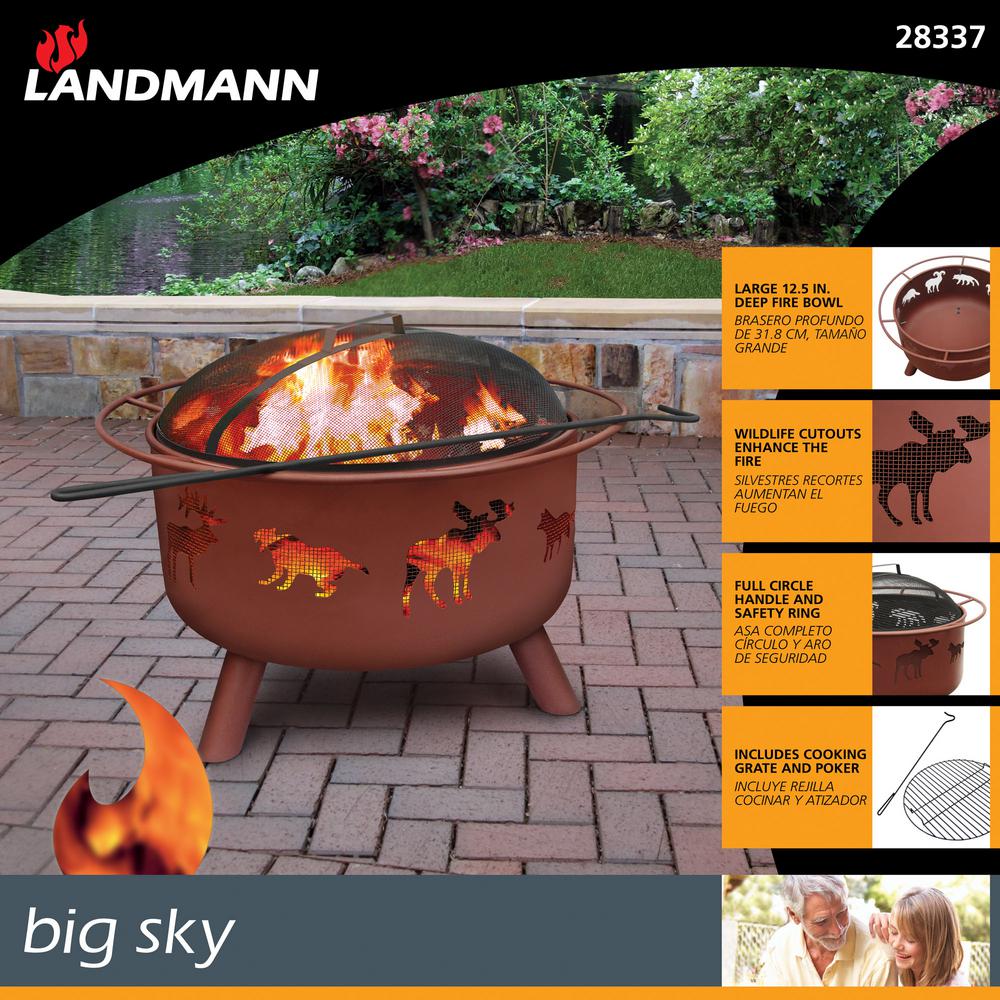 Landmann 28347 Big Sky Fire Pit 12 5 Deep Star Moon Wildlife