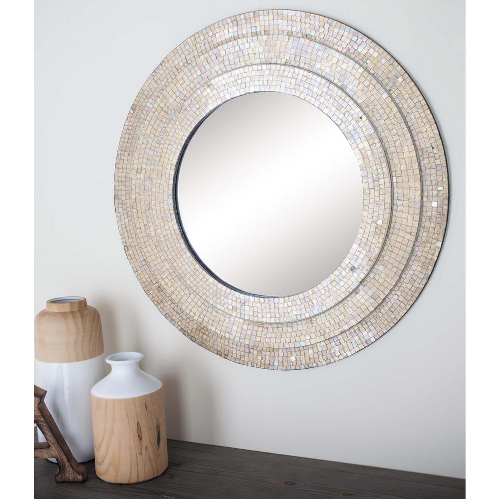 30 in. Modern Beige Mosaic Framed Wall Mirror67972 The Home Depot