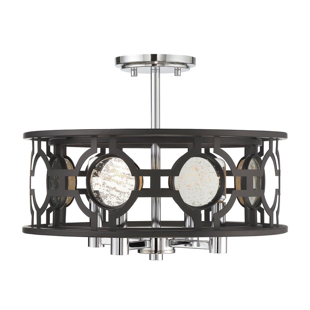 Filament Design 4 Light Bronze And Chrome With Antique Mirror 4 Light Bronze And Chrome With Antique Mirror Accents Semi Flush Mount