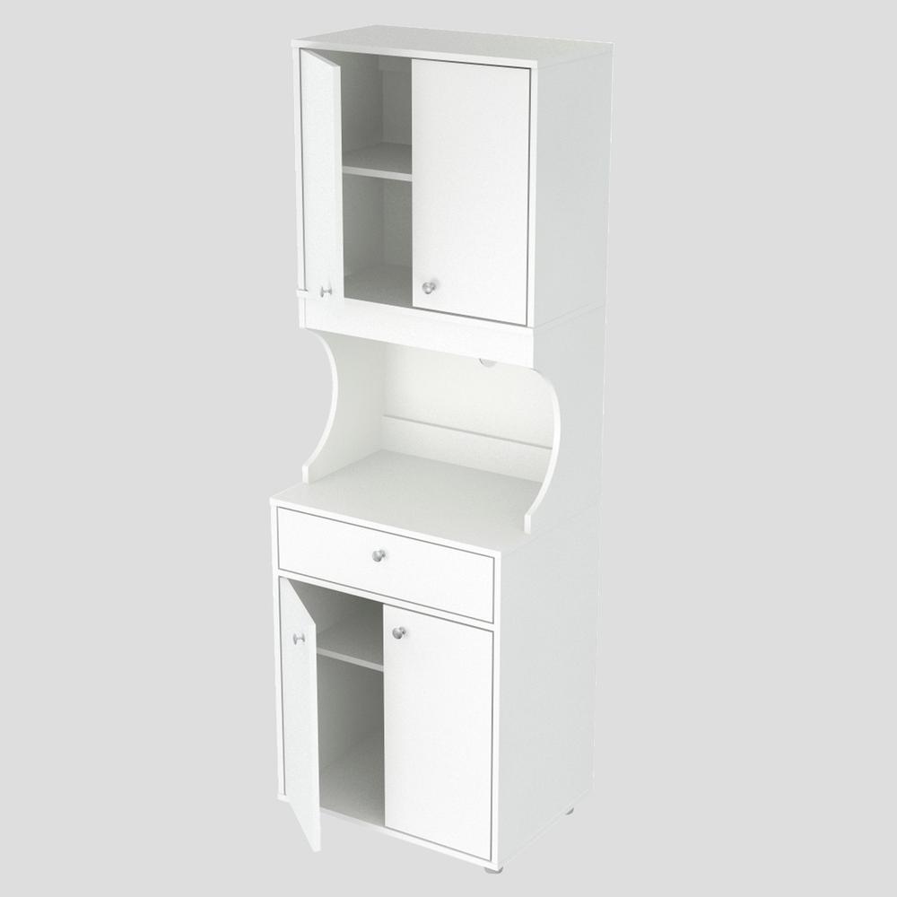 Inval Galley Ready To Assemble 23 6x17 1x71 In Microwave Storage Utility Cabinet In White Al 3613 The Home Depot