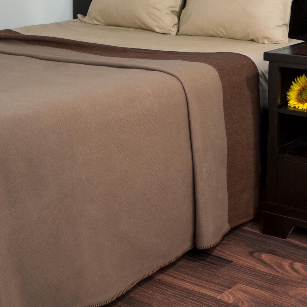 Trademark Global Brown 100 Australian Wool Full/Queen Blanket 6184FQ