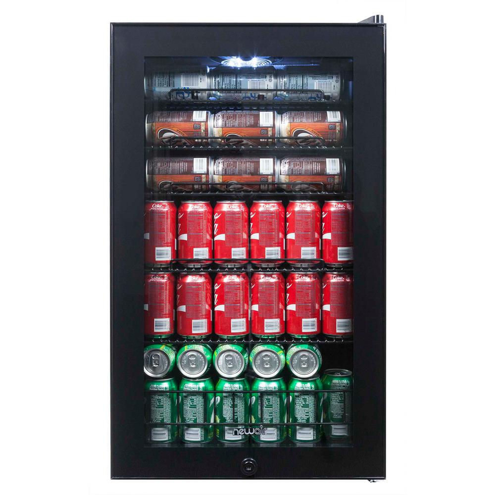 NewAir 19 in. 126-Can Black Freestanding Beverage Cooler, Black Stainless Steel