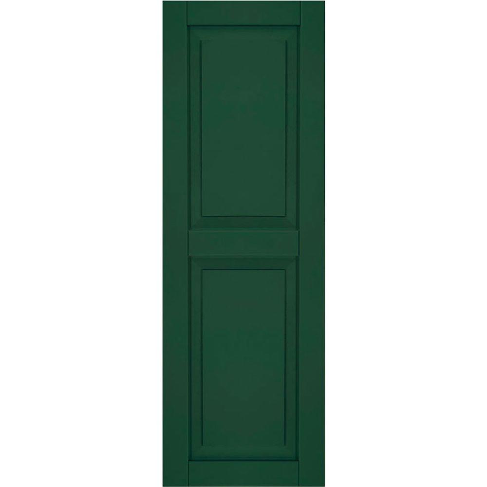 Ekena Millwork 12 in. x 63 in. Exterior Composite Wood Raised Panel Shutters Pair Chrome Green