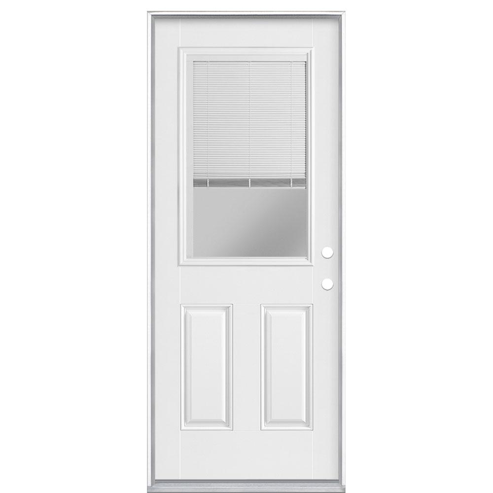 Masonite 32 In X 80 In Left Hand Inswing 1 2 Lite Mini Blind