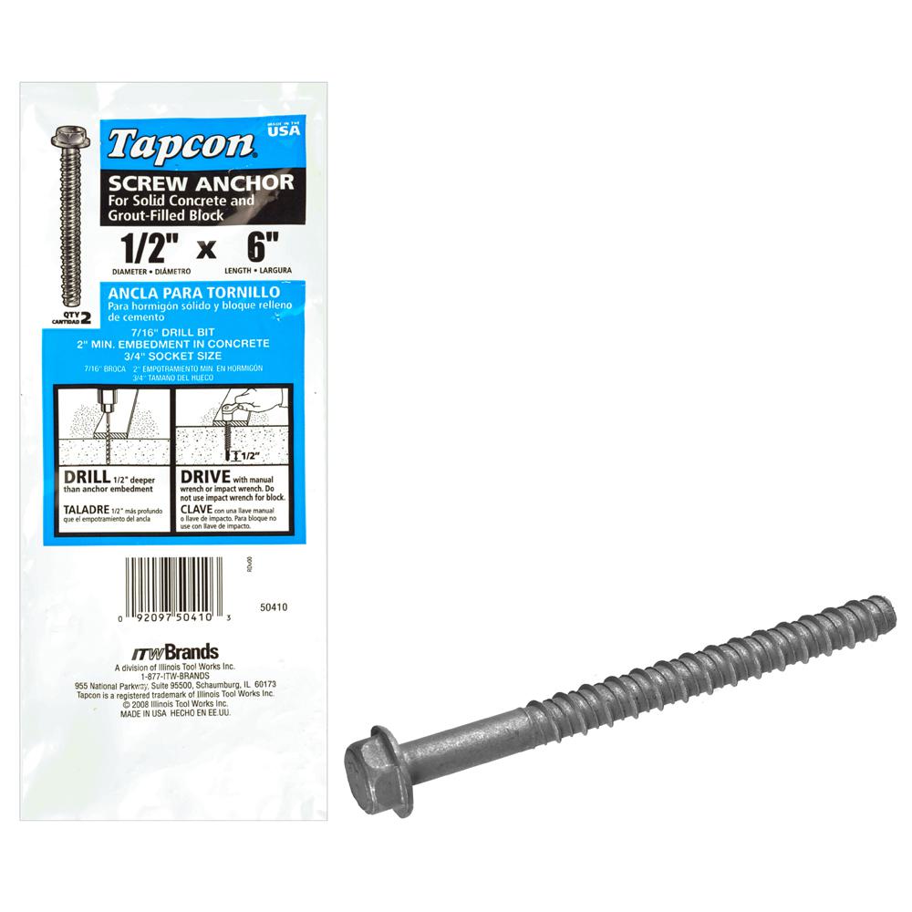 Tapcon Screw Anchor for Solid Concrete and Block
