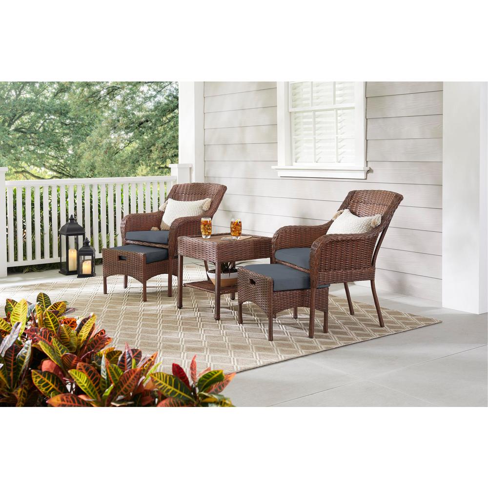 Hampton Bay Cambridge 5-Piece Brown Wicker Outdoor Patio ...