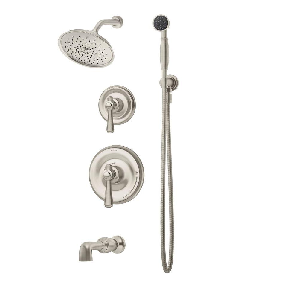 Symmons Degas 2 Handle 3 Spray Tub And Shower Faucet With Hand