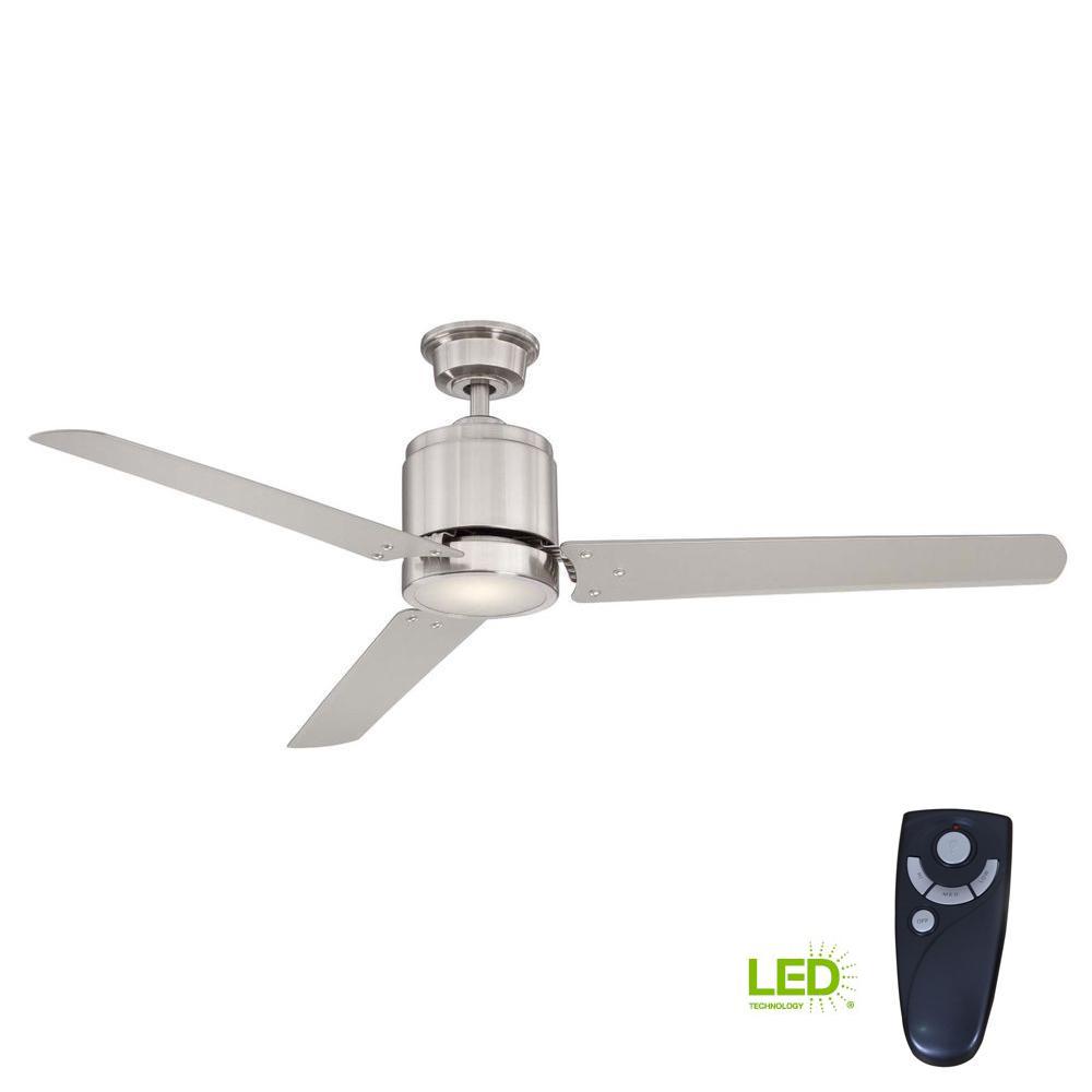 Modern Brushed Nickel Ceiling Fan LED Light Remote Control ...