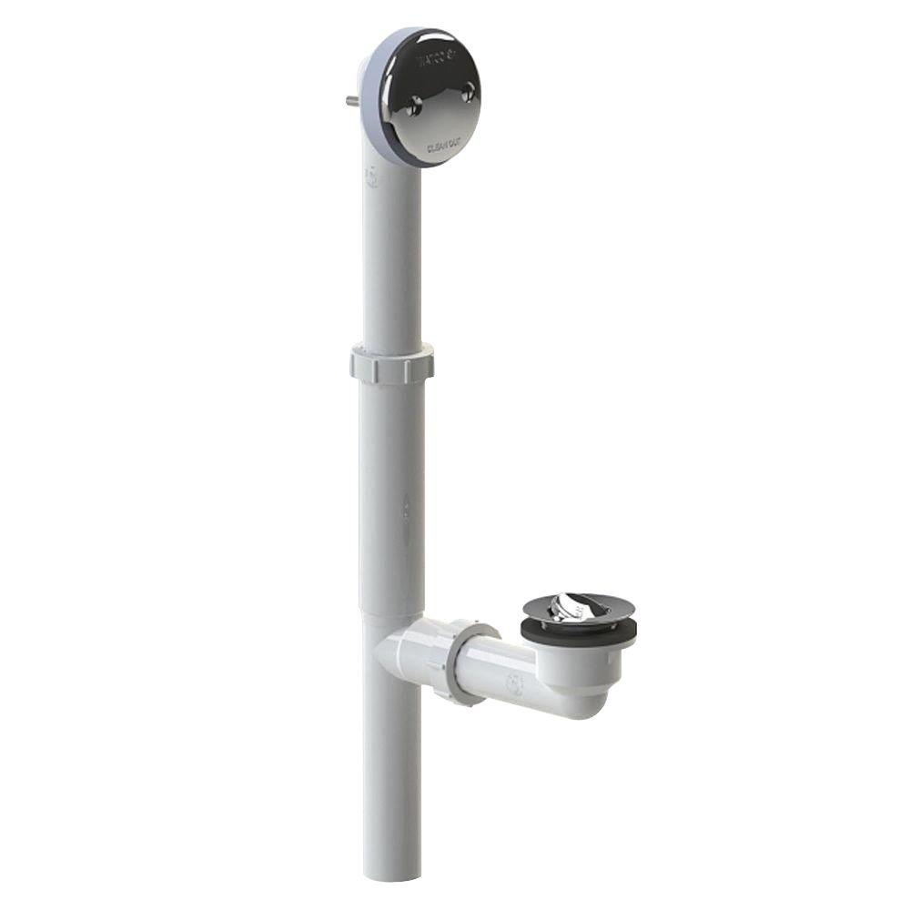 Watco 500 Series 16 In Tubular Plastic Bath Waste With Presflo Tubular Plastic Bath Waste With Presflo Bathtub Stopper In Chrome Plated