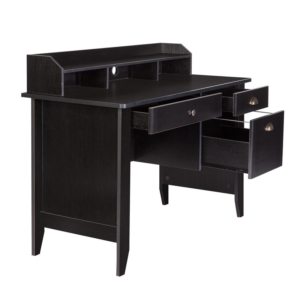 Onespace Eleanor Black Executive Desk With Hutch Usb And Charger