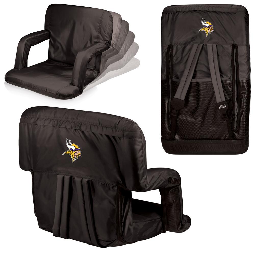 Picnic Time Ventura Minnesota Vikings Black Patio Sports Chair With Digital Logo