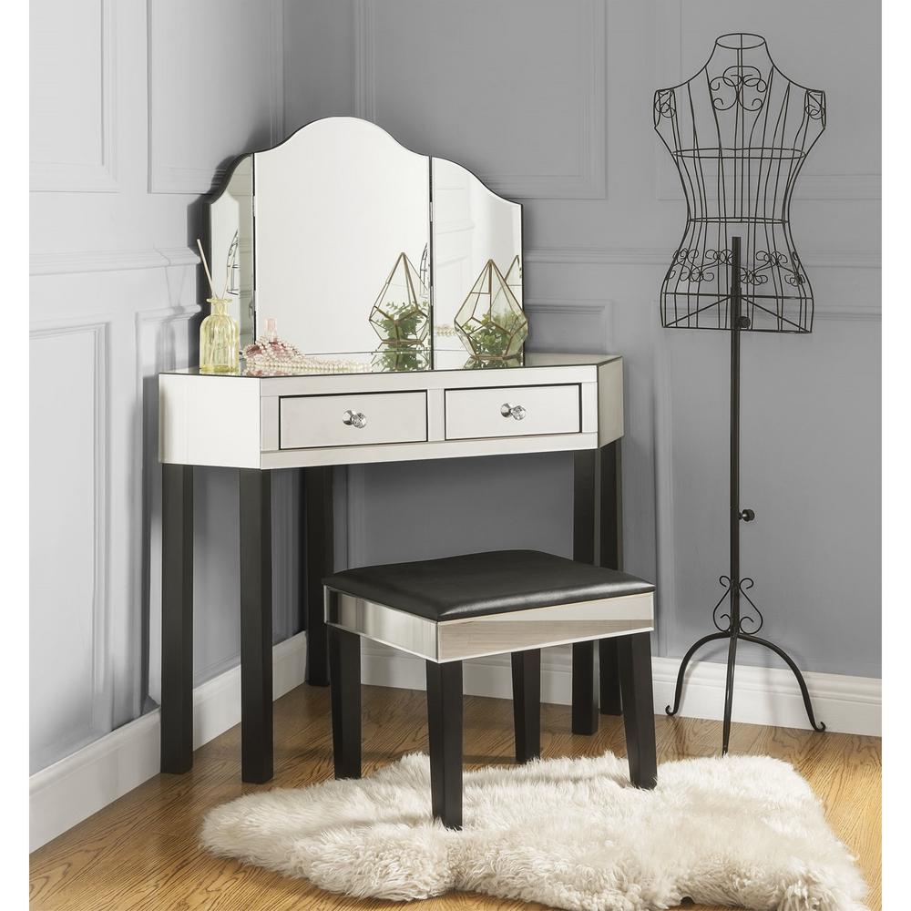 Inspired Home Black Vanity Tables With Trifold Mirror Jf97 07bk K