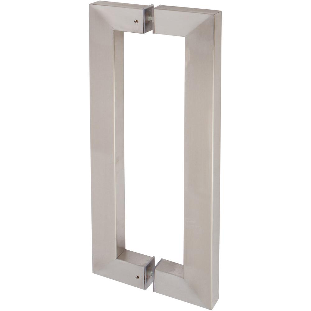 Delaney 17 In Brushed Steel Barn Door Hardware Double Sided Square Pull Handle