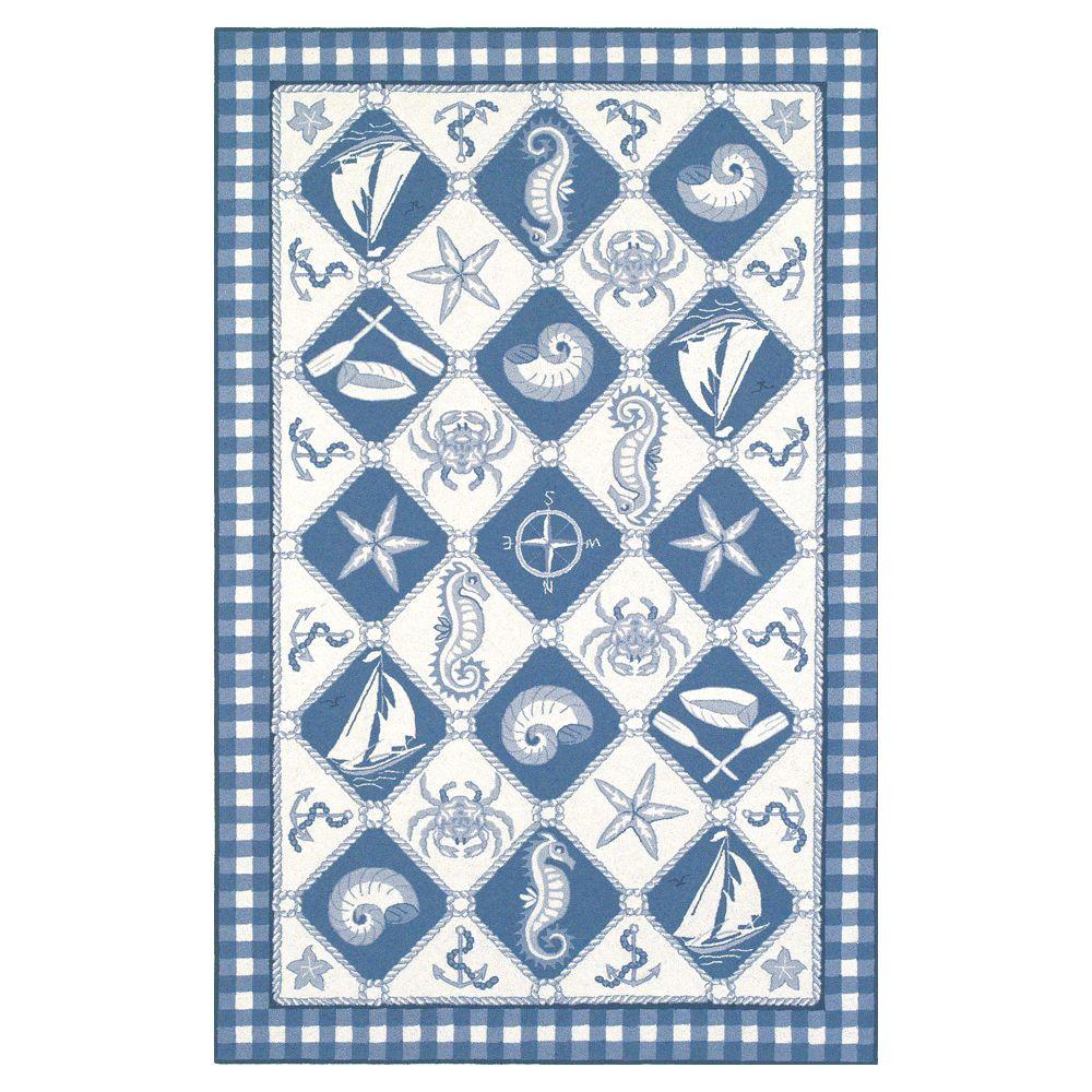 Kas Rugs Hampton Nautical Blue 5 ft. 3 in. x 8 ft. 3 in. Area Rug