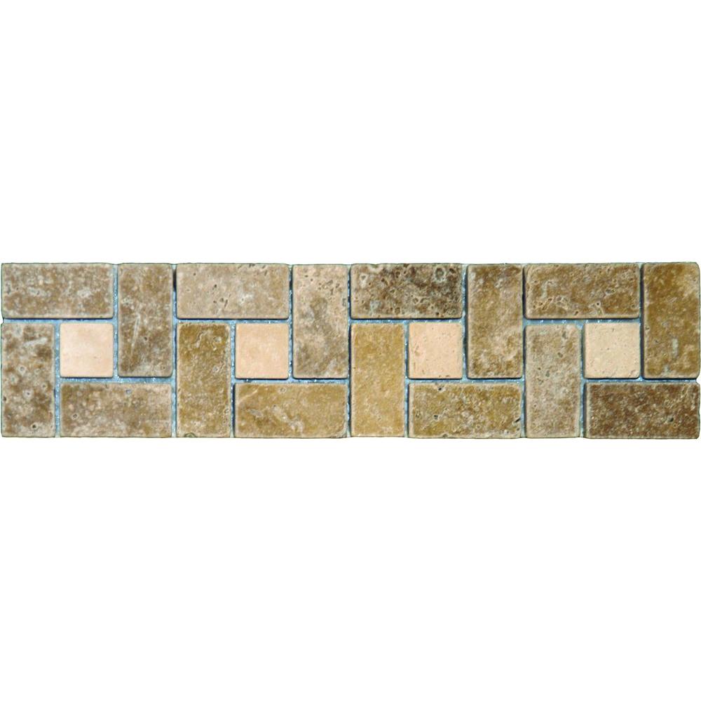 Msi Noche Chiaro Basketweave Listello 3 In X 12 Travertine Floor And Wall Tile