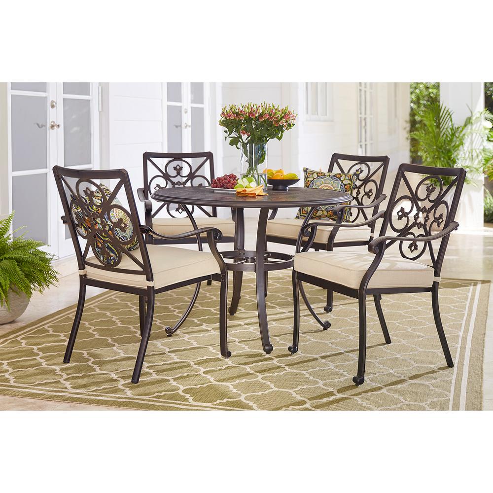 Hampton Bay Ainsworth 5-Piece Aluminum Round Outdoor ...