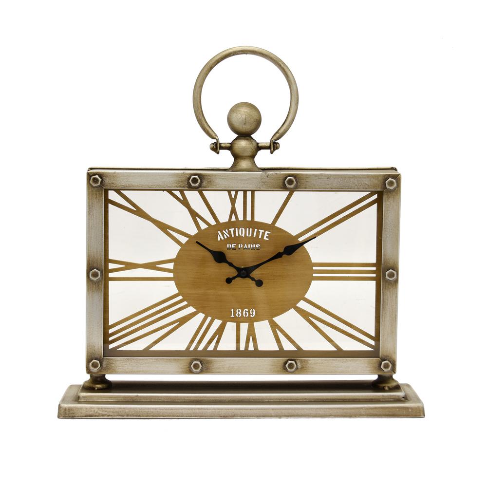 THREE HANDS 16.5 inch Silver Table Top Clock by THREE HANDS